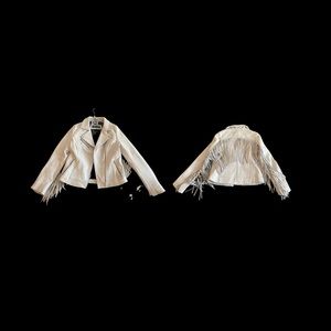 Cream Vintage Leather Jacket! Size XS